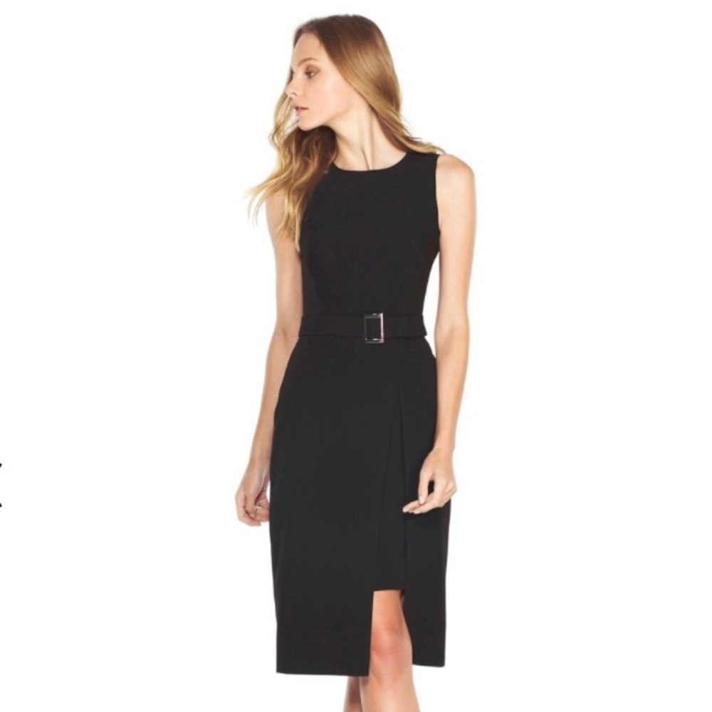 White House Black Market Split Front Black Dress Size 6